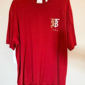 Burberry Brit Embroidered Equestrian Knight Logo Red Tee